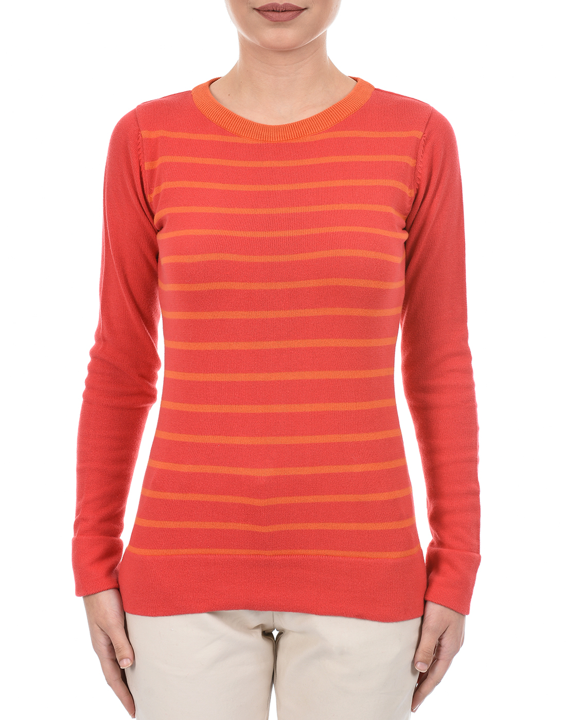 Species Women Orange Striped Sweater